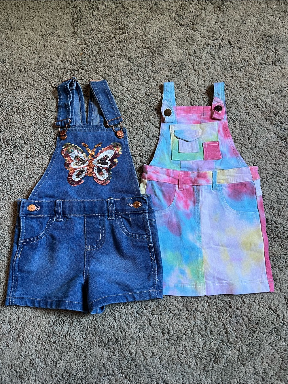 2 little girls short & dress overalls bundle Sz 4T